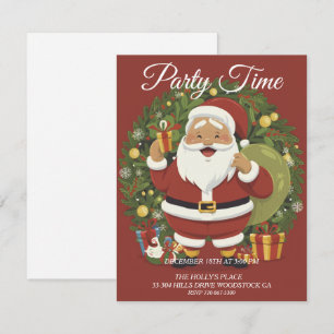 Santa Claus Wreath Christmas Party Invitation