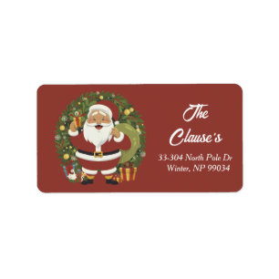 Santa Claus Wreath Return Address Label