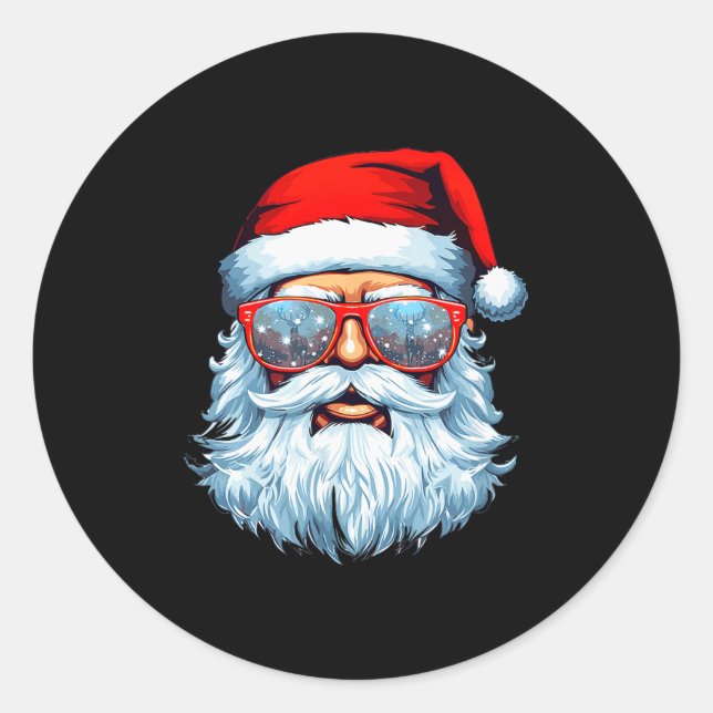 Santa Claus Xmas Merry Christmas Navidad Winter Ho Classic Round Sticker (Front)