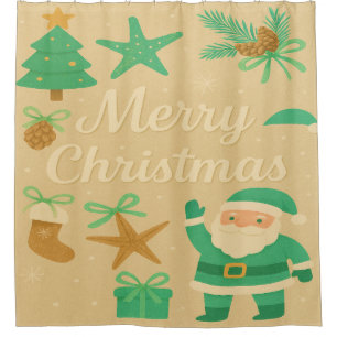 Santa Clause and Christmas Motifs Shower Curtain