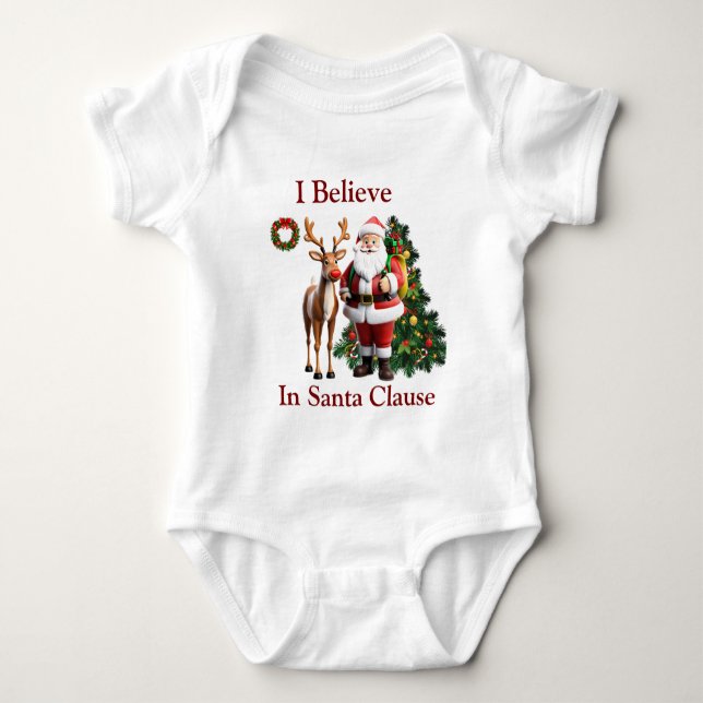 Santa Clause and Rudolf the red nosed reindeer Baby Bodysuit (Front)