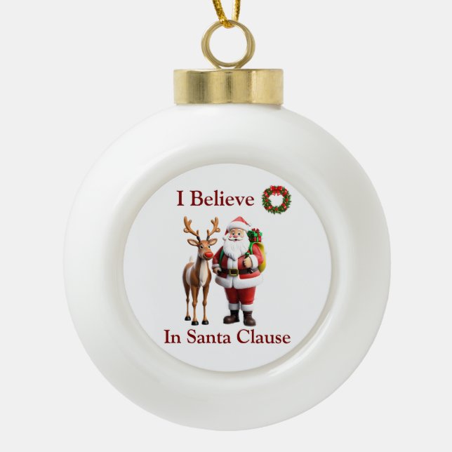 Santa Clause  Ceramic Ball Christmas Ornament (Front)