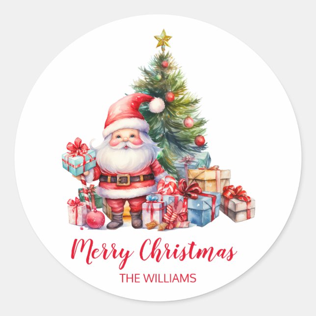Santa Clause Christmas Classic Round Sticker (Front)