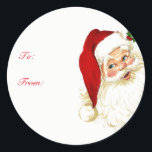 Santa Clause Christmas Gift Tag Stickers<br><div class="desc">Christmas Holiday peel and stick gift tag in a classic,  adorable print of Santa Clause cheerfully greeting your gift recipient. Text to and from in Red with a solid White background with space to write on.</div>