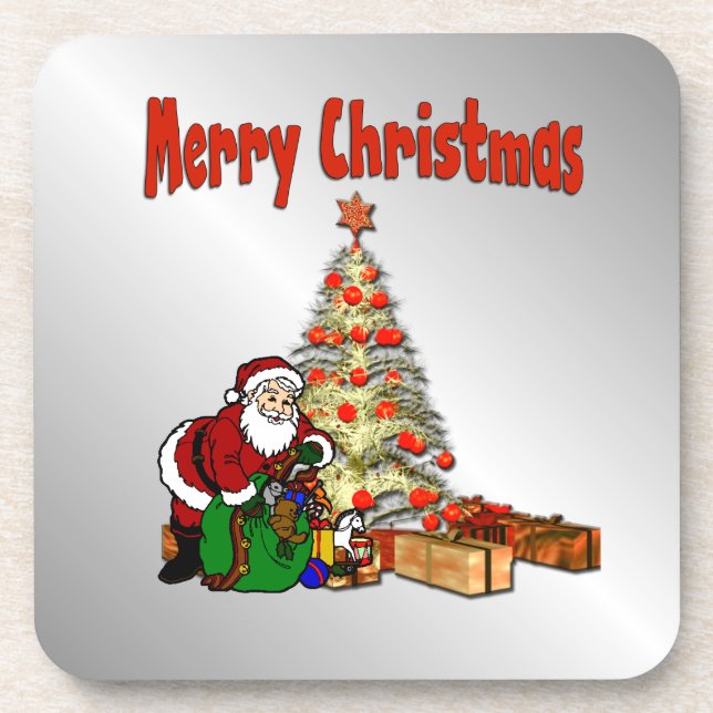 Santa Clause Christmas Tree Coaster (Front)