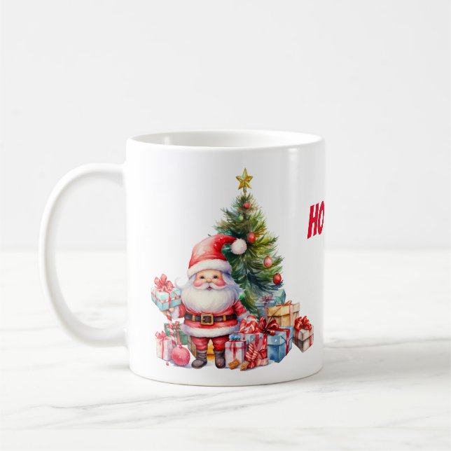 Santa Clause Christmas Tree Coffee Mug (Left)