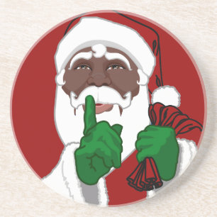Santa Clause Coasters Black Santa Christmas