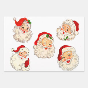Santa Clause Collage Decoupage Decoupaging Retro Wrapping Paper Sheet