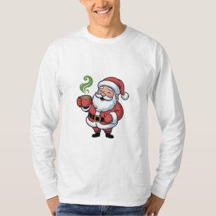 Santa Clause Drinking a Matcha Christmas T-Shirt