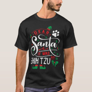 Santa Clause elf Xmas Christmas Dog breed my Shih  T-Shirt