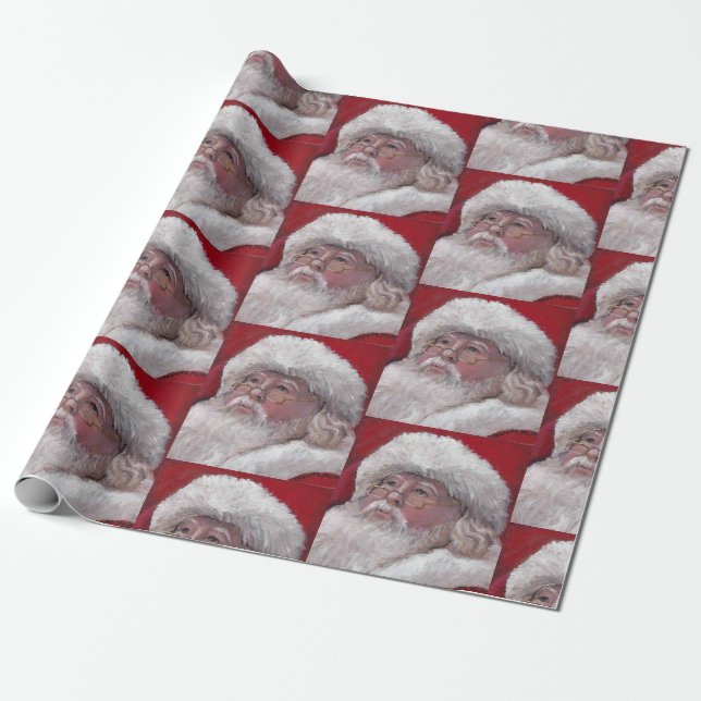 Santa Clause Face Gift Wrapping Paper (Unrolled)