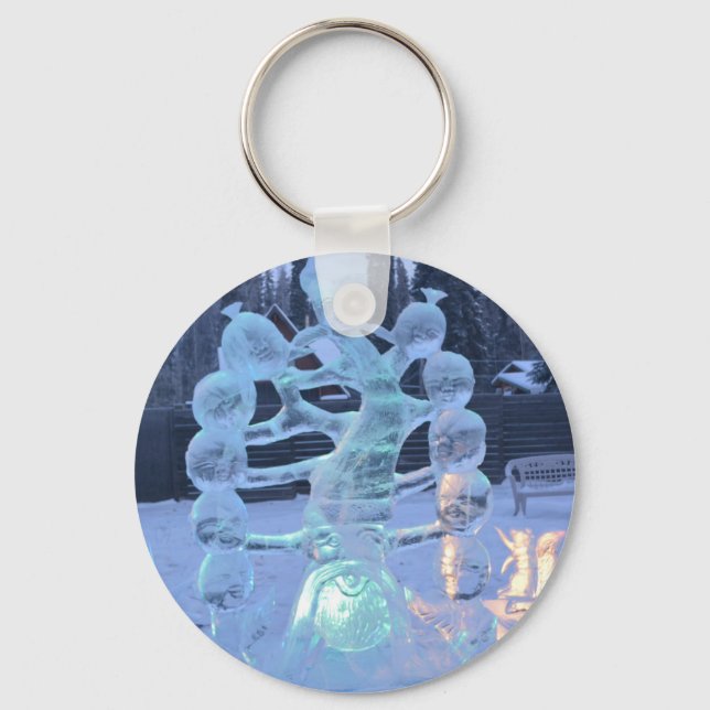 Santa Clause Faces Funny Christmas Holiday Key Ring (Front)