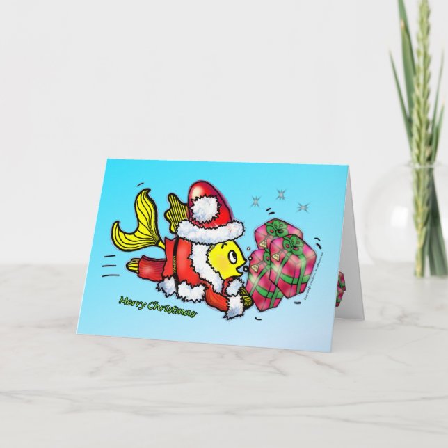 Santa Clause Fish - funny cute Christmas Card (Front)