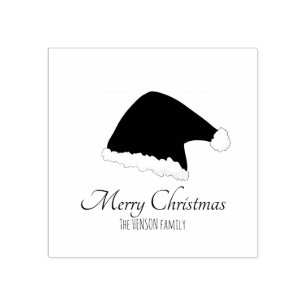 Santa Clause Hat Script Personalizable Holiday Rubber Stamp