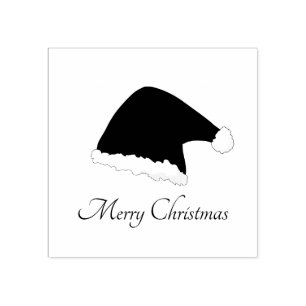 Santa Clause Hat Stylish Script Holiday Rubber Stamp