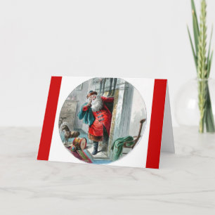 Santa Clause In the Chimney Holiday Card