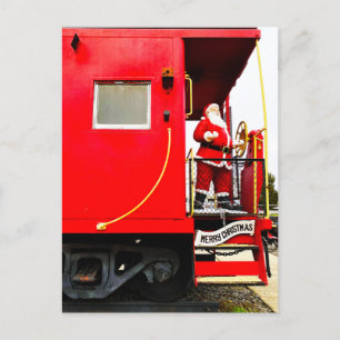 Santa Clause Is Coming On The Train Postcard