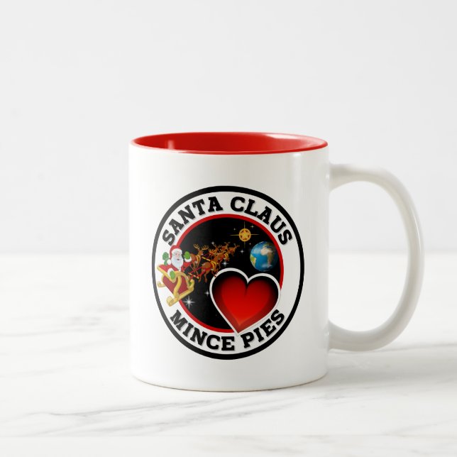 Santa Clause Loves Mince Pies Two-Tone Coffee Mug (Right)