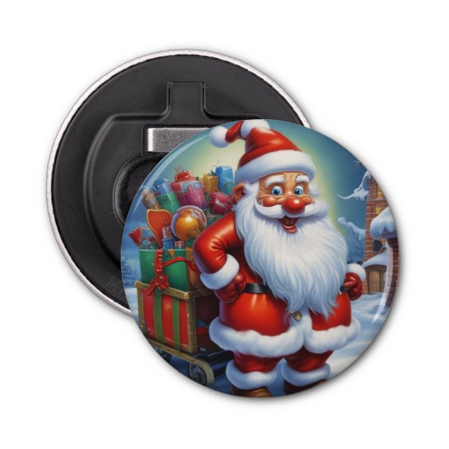 Santa Clause Merry Christmas Happy New Year Bottle Opener (Front)