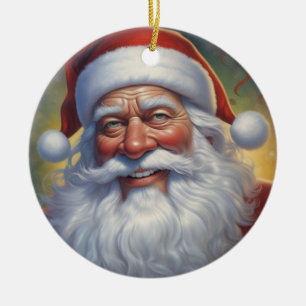 Santa Clause Merry Christmas Happy New Year Ceramic Ornament