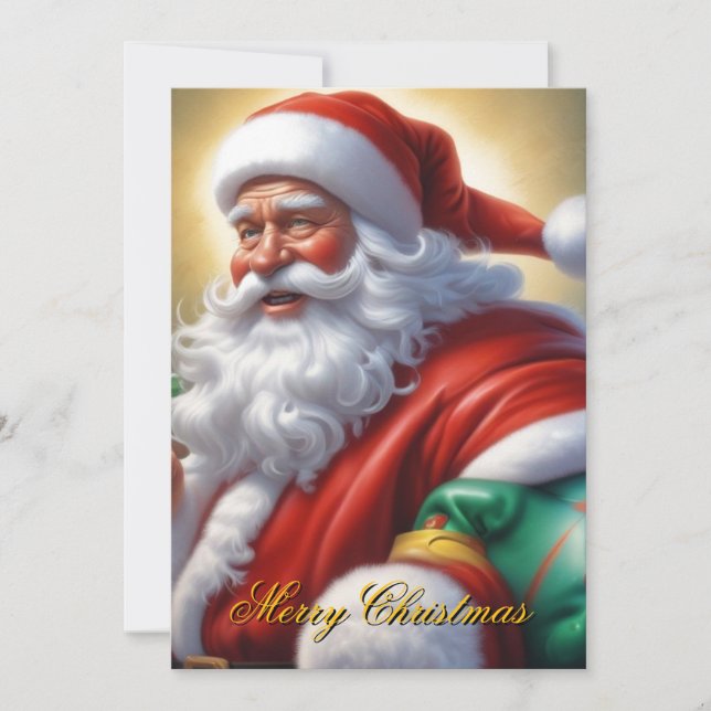 Santa Clause Merry Christmas Happy New Year Holiday Card (Front)