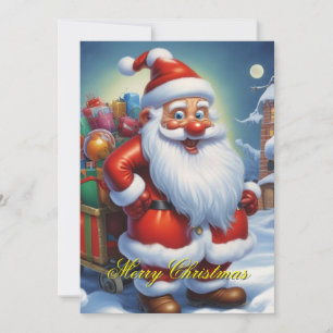 Santa Clause Merry Christmas Happy New Year Holiday Card