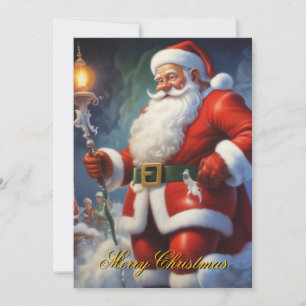 Santa Clause Merry Christmas Happy New Year Holiday Card