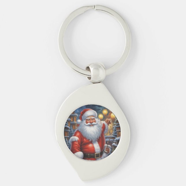 Santa Clause Merry Christmas Happy New Year Key Ring (Front)