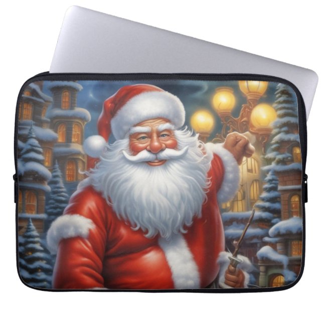 Santa Clause Merry Christmas Happy New Year Laptop Sleeve (Front)
