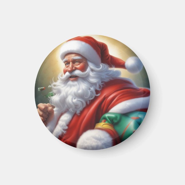 Santa Clause Merry Christmas Happy New Year Magnet (Front)