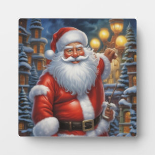 Santa Clause Merry Christmas Happy New Year Plaque
