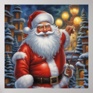 Santa Clause Merry Christmas Happy New Year Poster