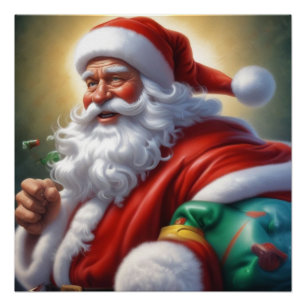 Santa Clause Merry Christmas Happy New Year Poster