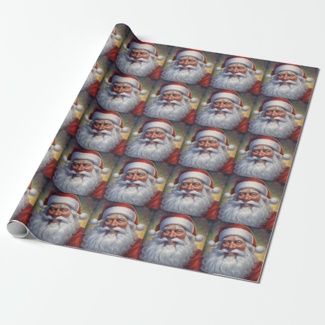Santa Clause Merry Christmas Happy New Year Wrapping Paper (Unrolled)