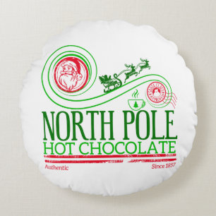Santa Clause North Pole Hot Chocolate Round Cushion