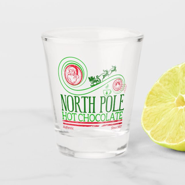 Santa Clause North Pole Hot Chocolate Shot Glass (Front)