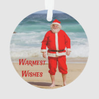 Santa Clause on Beach Warmest Wishes Funny Humour