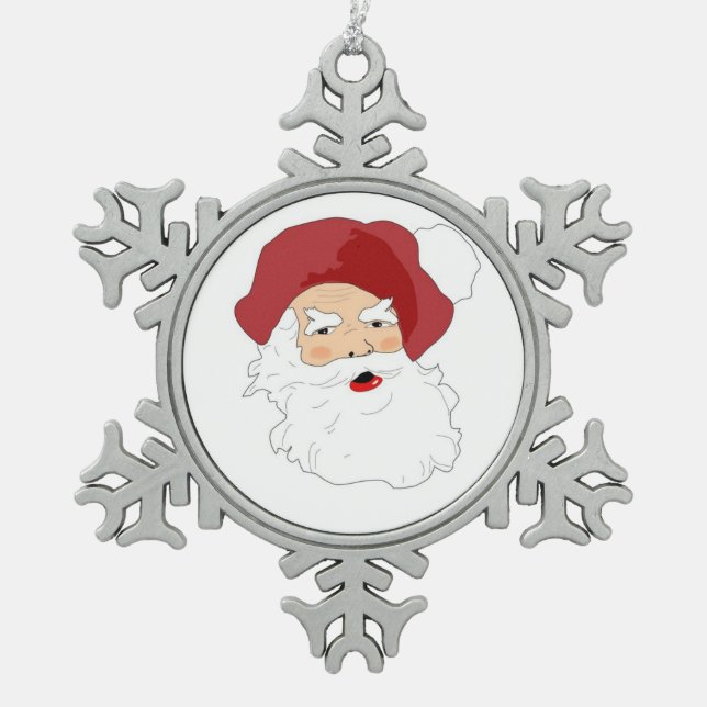 Santa Clause Pewter Snowflake Ornament (Front)