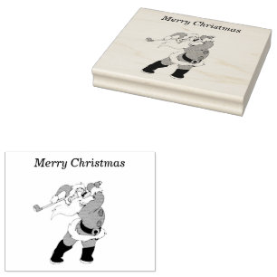 Santa Clause playing golf 4x5  Rubber Stamp