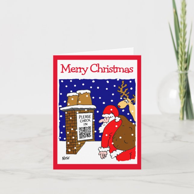 Santa Clause QR Code Design Funny Christmas Card (Front)