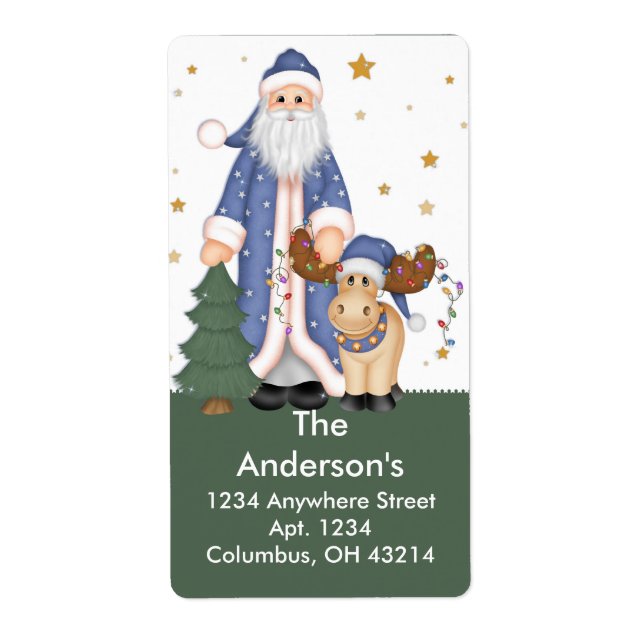 Santa Clause & Reindeer Return Address Labels (Front)
