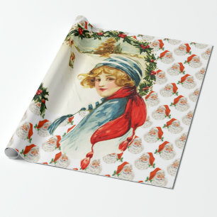 SANTA CLAUSE & RETRO CHRISTMAS GIFT WRAPPING PAPER