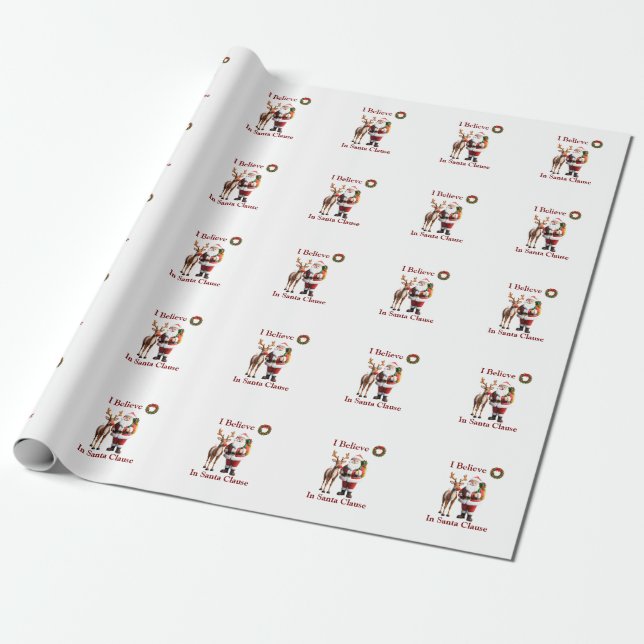 Santa Clause Rudolf the red nosed reindeer Wrapping Paper (Unrolled)