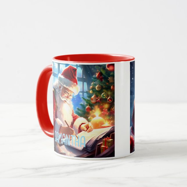 Santa Clause, Santa Clause Checking His List,      Mug (Front Left)