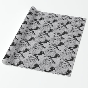 Santa Clause Silver Sparkles Wrapping Paper
