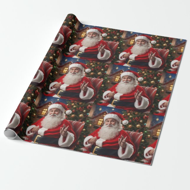 Santa Clause smiling and waving Wrapping Paper (Unrolled)
