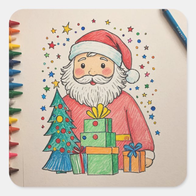 Santa Clause Square Sticker (Front)