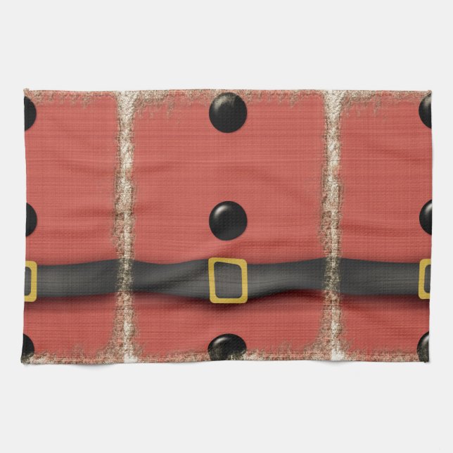santa clause suit with belt buttons tea towel (Horizontal)