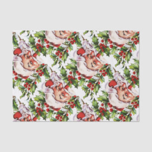 Santa clause vintage holly elegant tissue paper