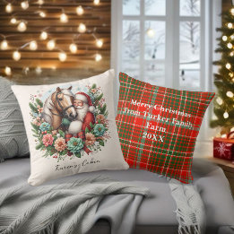 Santa Clause With Horse Christmas Cushion